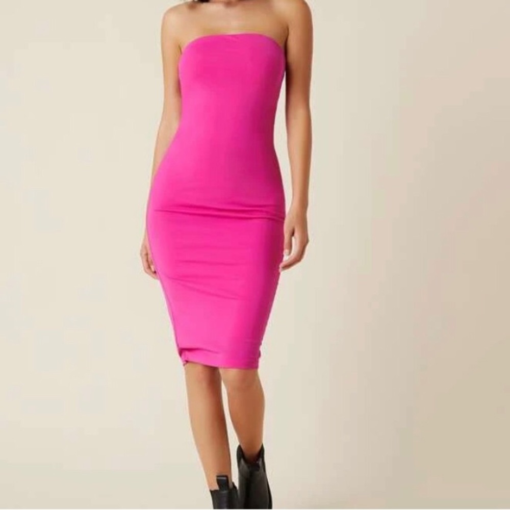 HOT PINK LONG TUBE DRESS